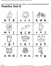 Beginning Letter Sounds Worksheet Education Com Free Kindergarten Worksheets Kindergarten Worksheets Free Printables Letter Worksheets Kindergarten
