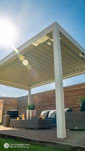 Prestige Retractable Outdoor Living Pod Caribbean Blinds Video Video Rooftop Terrace Design Outdoor Pergola Backyard Patio
