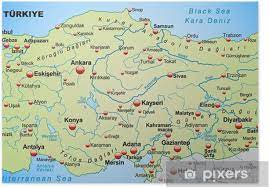 Auf der vorderseite ist der gesamte westliche teil des landes zu sehen, darunter die mittelmeerküste bis zum bosporus, beliebte. Poster Landkarte Der Turkei Mit Nachbarlandern Pixers Nous Vivons Pour Changer