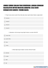 Ujian percubaan upsr 2019 sains kertas 1. Ujian Penilaian Matematik Tahun 5 Bahagian 1 Worksheet
