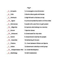 Vocabulary builder activity | studying geography, economics, and citizenship; Ancient Greece Vocabulary Worksheet By Bryan Teachers Pay Teachers