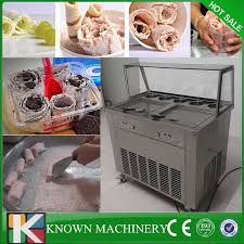Cheap Price With Frond Glass Thailand 2 Pan Fry Ice Cream Roller Machine Ice Cream Roll Freezer Machine Fried Ice Cream Ice Cream Fries