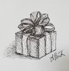 Gift By Laura Jaen Present Drawing Original Art Ink Sketch By Laurajaenart On Etsy Present Drawing Drawings Sketches