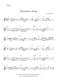 Toreador S Song Free Flute Sheet Music Recorder Sheet Music Sheet Music Flute Sheet Music