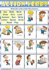 Action Verbs Interactive And Downloadable Worksheet You Can Do The Exercises Online Or Download Th Action Verbs English Activities For Kids Classroom Language