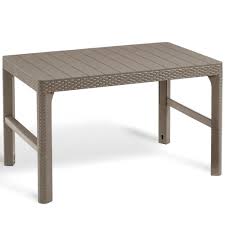 Resin Outdoor Table Wicker Cappuccino Colour Height Adjustable Garden Furniture Outdoor Tables Cappuccino Table