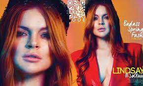 Lindsay Lohan takes the plunge in red leather jacket