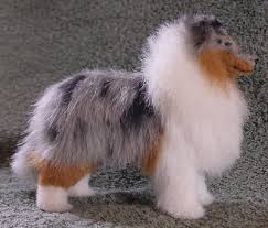 Black And White Sheltie Stuffed Animal Shetland Sheepdog Dog Plush Soft Sculpture Original Art Not Needle Felted Vilt