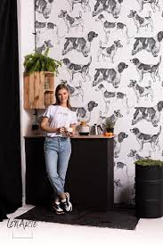 Vintage Dogs Wallpaper Black And White Romantic Pattern Vintage Removable Wallpaper Wall Decor Wall Covering Wall Sticker 99 Dog Wallpaper Dog Grooming Shop Wallpaper Walls Decor