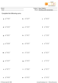 numeracy dividing with remainders worksheet primaryleap co uk