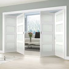 Thrufold Coventry Shaker 2 2 Folding Door Frosted Glass White Primed Whitedoors Frostedglassd Folding Doors Interior Folding Doors Room Divider Doors
