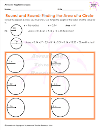 Round And Round Finding The Area Of A Circle Worksheet In 2020 Area Of A Circle Teacher Resources Best Teacher