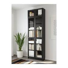 Billy Oxberg Bookcase Black Brown 31 1 2x11 3 4x93 1 4 Ikea Bookcase With Glass Doors Billy Bookcase With Doors Billy Bookcase