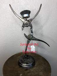 Junkyard Art By Tam I Am Repurposed Pliers And Wire Brush Welded Together To Make This Tiny Dancer Scrap Metal Scrap Metal Art Metal Art Metal Tree Wall Art