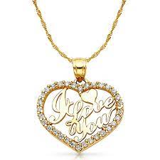 14k Yellow Gold Cubic Zirconia Cz I Love You Heart Charm Pendant With 1 2mm Singapore Chain Necklace Click Image For Mor Charm Pendant Heart Charm Necklace