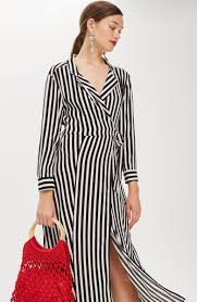 Black And White Strips Frock Wrap Up Your Look In Black And White Stripes That Don T Strictly Play By The Rules On This Versatile Shirtd Striped Shirt Dress Top Shop Dress Maxi Shirt Dress