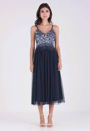 Entdecke die kleider sales in der zalando lounge und spare bis zu 75 % in markenkleider zu reduzierten preisen. Lace Beads Riri Midi Cocktailkleid Festliches Kleid Navy Dunkelblau Zalando De