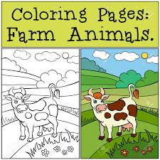 Maybe you would like to learn more about one of these? Coloring Pages Farm Animals Cute Cow Stands On The Field And Smiles Royalty Free Cliparts Vectors And Stock Illustration Image 56472174