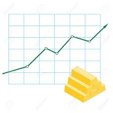 Graph Chart Of Stock Market Rising Price Gold Bar
