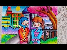 Download now cara menggambar dan mewarnai pemandangan air terjun drawing waterfall scenery. Cara Menggambar Dan Mewarnai Pemandangan Kota Tokyo Gradasi Warna Oil Pastel By Momocha Drawing