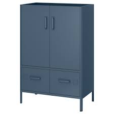 Idasen Kast Met Deuren En Lades Blauw 80x47x119 Cm Ikea Cabinet Doors Storage Cabinets Blue Cabinets
