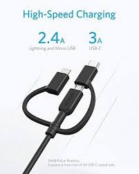It is high speed in supporting 2amp chargers, works great with note 4. Anker Powerline Ii 3 In 1 Cable Lightning Type C Micro Usb Cable For Iphone Ipad Huawei Htc Lg Samsung Galaxy Sony X Micro Usb Cable Powerline Micro Usb