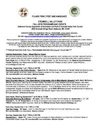 Please see our events and programs link at the top of this page. Fall 2019 Programs For Calendar Cromwell Valley Park Council