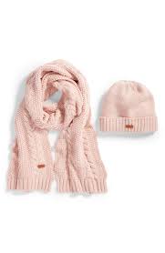 Knit the scarf and hat in matching colors or coordinating colors like this example. Barbour Cable Knit Hat Scarf Set 79 Nordstrom Lookastic