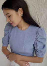 Adelia Jacquard Puff Sleeve Top