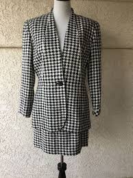 Black And White Houndstooth Suit Beautiful 1980s 100 Silk Christian Dior Classic Black White Houndstooth Suit Fashion Clothing Shoes Accessories Vintage Outfits White Houndstooth Women