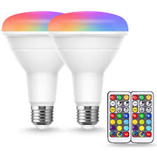 Yansun 60 Watt Equivalent Br30 Dimmable Color Changing Led Light Bulb With Remote Control 2 Pack H Lrb Yk024e26 2 The Home Depot