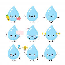 Cute Smiling Happy Water Drop Set Collection Flat Cartoon Character Illustration Isolated On White Background Water Drop Character Bundle Concept Stick Figure Drawing Water Drop Drawing Doodle Coloring
