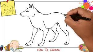 Drawing of paints and pencil. How To Draw A Wolf Easy Step By Step For Kids Beginners Children 1 Youtube