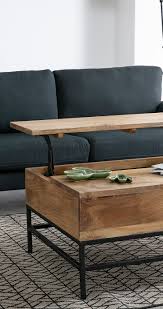 table basse relevable industrielle manguier massif et metal l110 cm ypster miliboo idees de decor mobilier de salon decoration maison