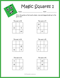 These numbers are special because every row, column and diagonal adds up to . Magic Squares Worksheets Magic Squares Math Magic Squares Kids Math Worksheets