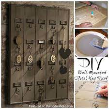 Diy How To Build This Wall Mounted Wooden Hotel Key Rack Easy Project That Would Be Perfect In The Garage Via Remodelahol Key Rack Key Rack Diy Hotel Key