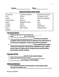 Slavery Freedom Video Notes Schlessinger Media Freedom Video Social Studies Worksheets Video Notes