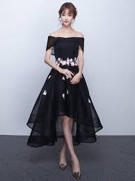 Short Black And Blue Prom Dress Black Cherry Blossom Off Shoulder Hi Low Formal Evening Dress Evening Dresses Elegant Formal Evening Dresses Hi Low Dresses