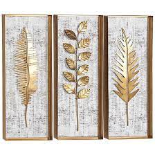 Natural 32 H Rectangular Wood And Metal 3 Piece Wall Art Set 61e08 Lamps Plus Metal Leaf Wall Art Leaf Wall Art 3 Piece Wall Art