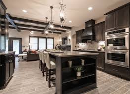 with dark kitchen cabinets