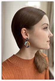 Buy Polymer Clay Earrings COLLEEN Ring Circle With Stud Earrings 24 Carat  Gold Plated Brown Beige Gold Leaf Yellow Blue Online in India