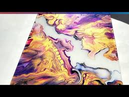 She's on FIRE! DEEP Violet + Gold Acrylic Pouring - COLOR SPLIT Funnel Pour  | Fluid Abstract Art - YouTube