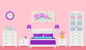 Whether you want inspiration for planning a bedroom renovation or are building a designer bedroom from scratch, houzz has 1,102,153 images from the best designers, decorators, and architects in the country, including impression homes and lukors, llc. Bedroom Interior Hotel Room With Double Bed Vector Home Space Royalty Free Cliparts Vectors And Stock Illustration Image 107219189