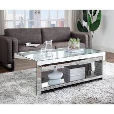 Acme Malish Wooden Frame Rectangular Coffee Table In Mirrored Walmart Com In 2020 Coffee Table Mirrored Coffee Tables Silver Coffee Table