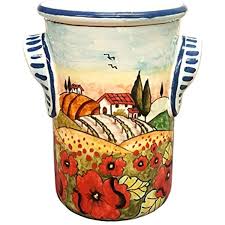 Whether you are purchasing a gift or adding to your own italian ceramic collection, the merchant of prato presents an assortment of italian pottery to choose from. Ceramiche D Arte Parrini Italian Ceramic Utensil Holder Vessel Hand Painted Made In Italy Decorated Landscape Poppies Tuscan Art Italian Ceramics Pottery Art