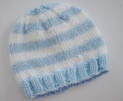 Striped Baby Hat Created By Heather Wells Materials Color A Blue Light Worste Light Worsted Weight Yarn Baby Hat Knitting Pattern Baby Hat Patterns