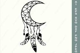 Download Mandala Moon And Feather Svg Crescent Moon Silhouette 745000 Cut Files Design Bundles