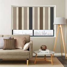 Vertical blinds provide an expanded view when opened and provide maximum coverage when closed. Broad Vertical Striped Roller Blinds In Black Brown Cream Beige