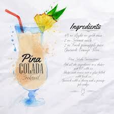 Pina Colada Recipe Pina Colada Colada Cocktails Drawing