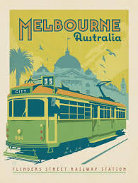 Anderson Design Group World Travel Australia Melbourne Tram Car Retro Travel Poster Posters Australia Vintage Travel Posters